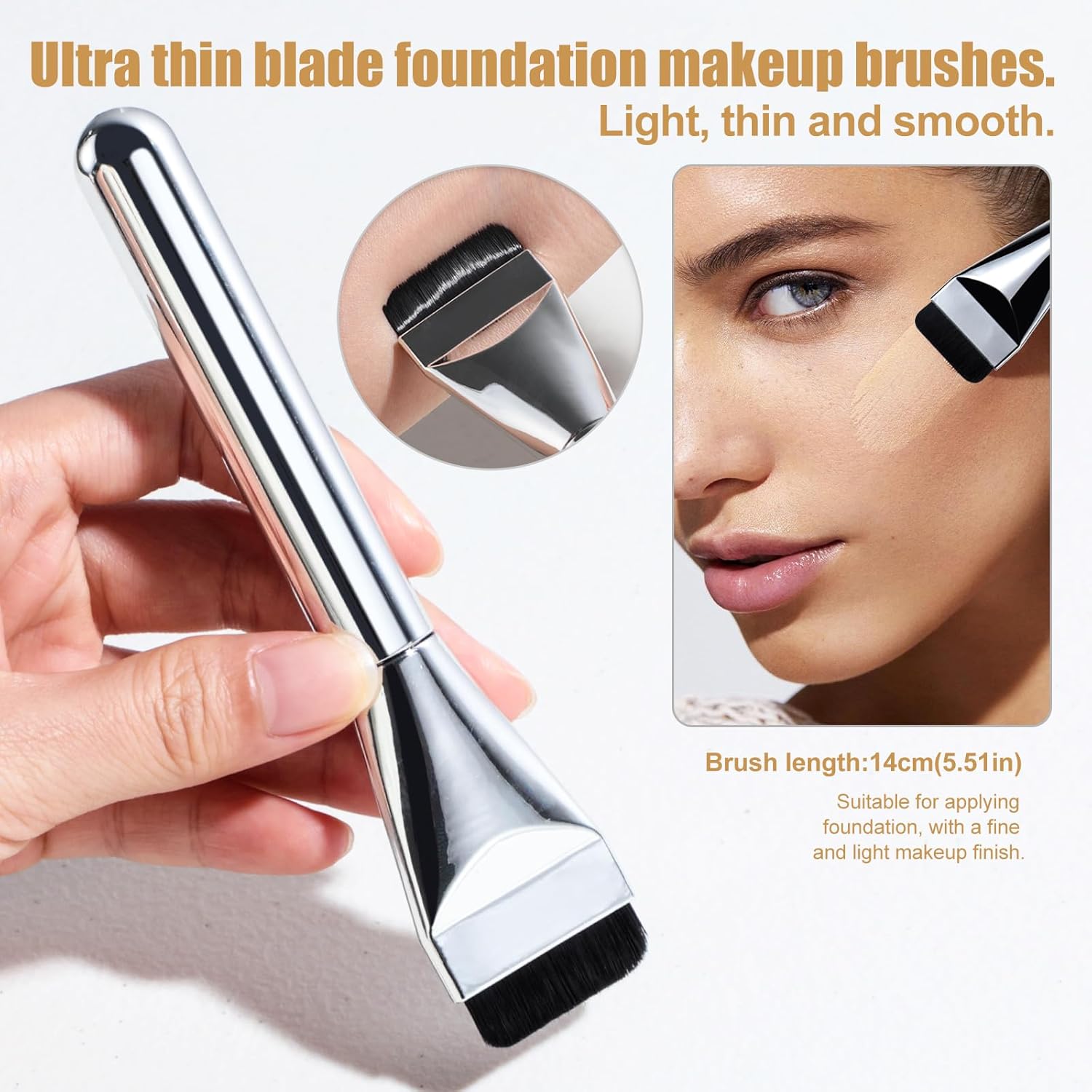 BS-MALL 21 Pcs Professional makeup brush set with foundation brush for liquid Makeup, eyeshadow Brush, concealer brush - Includes 6 Triangle Puffs & case for Even, Multi-purpose application (Golden) - Image 5