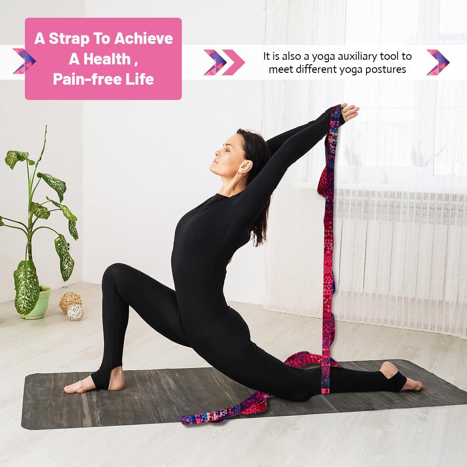 Aozora Yoga Strap Stretching Strap with Loops, Stretch Straps for Physical Therapy, 10 Loops Non-Elastic Exercise Strap for Pilates, Dance and Gymnastics - Image 2
