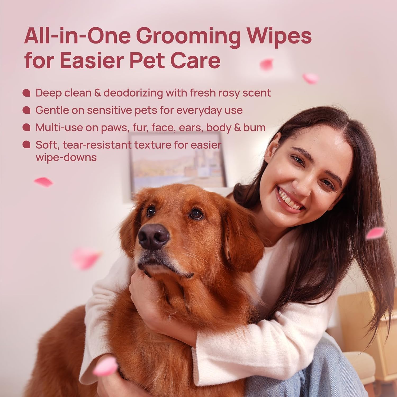 HICC PET Cleaning Deodorizing Wipes for Dogs & Cats, Vet Recommended Nourishes Smoothes Fur Grooming Wipes, Fermented Coconut Oil Grooming Body, Horse Skin, Coat & Hoof, 400 Count, Unscented - Image 2