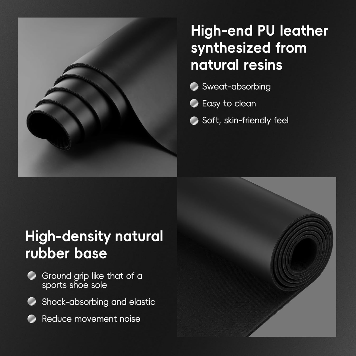 Professional PU & Natural Rubber Yoga Mat – Non Slip 5mm Thick Workout Mats for Women & Men, 72"x27" Wide Exercise Pad for Hot Yoga, Pilates, HIIT & Home Gym – Strap Included - Image 3