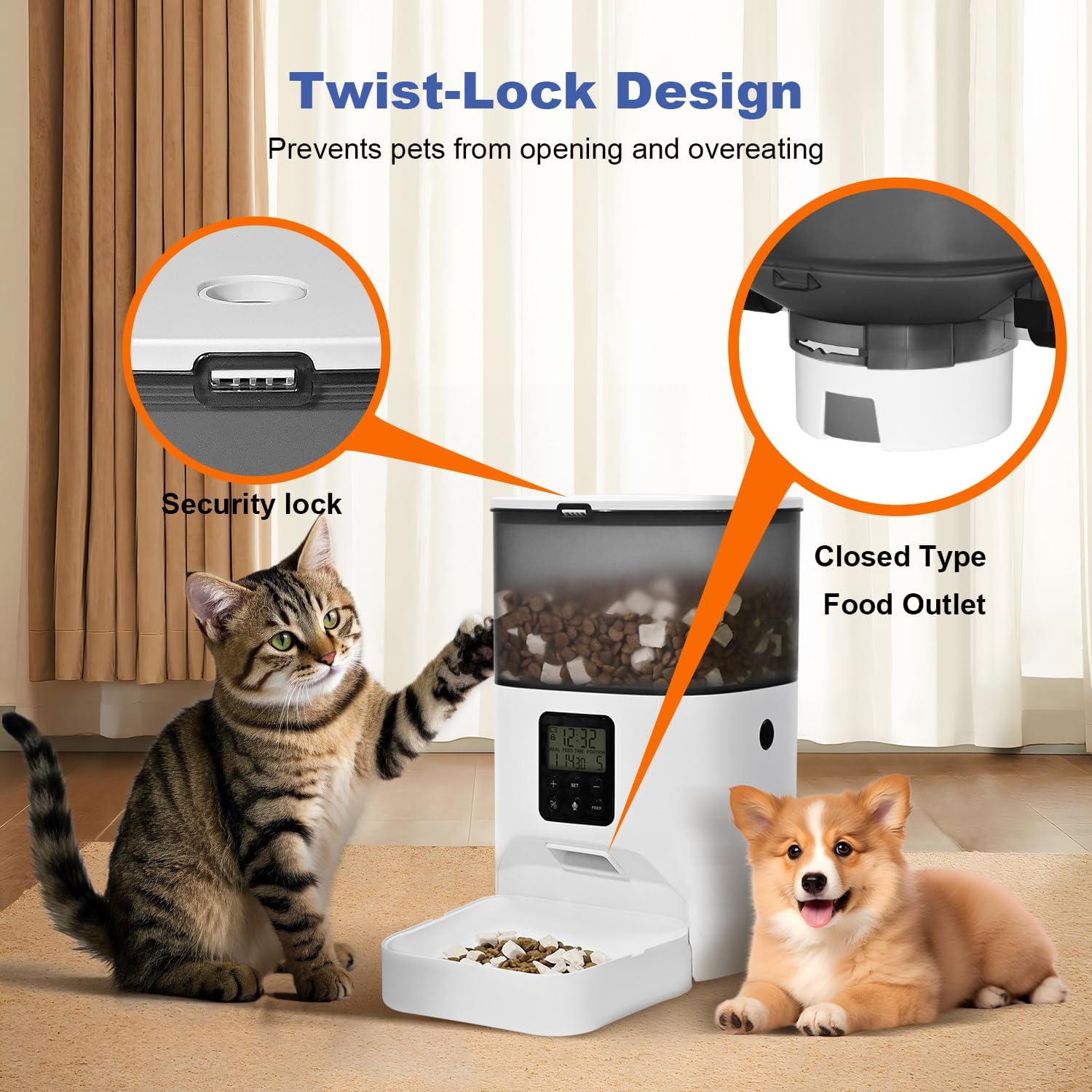 ANDOLL HOME Automatic Cat Feeder, 4L Cat Food Dispenser with 10s Voice Recorder, Pet Feeder up to 8 Meals per Day, Timed Dog Feeder with Dry Food Sealed Ring - Image 9