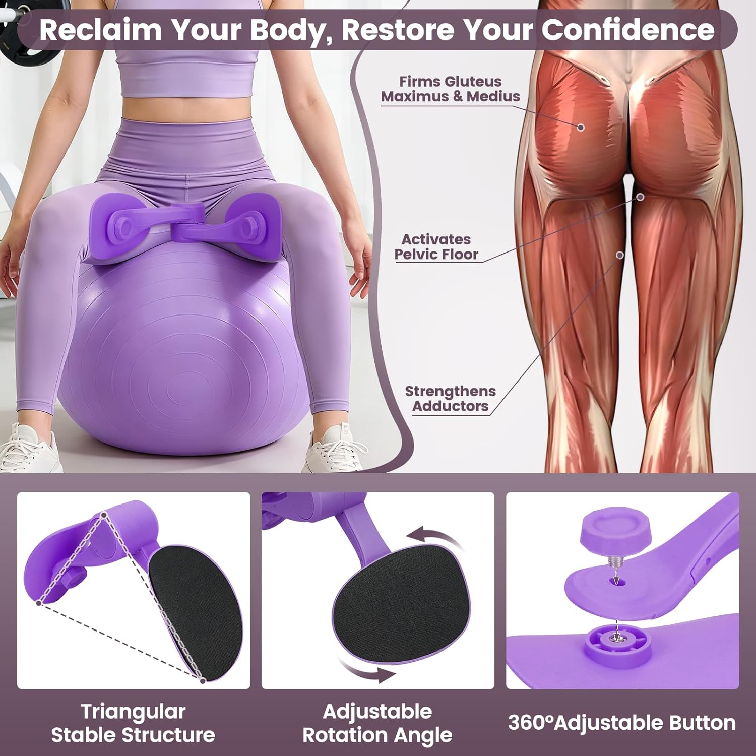 9-in-1 Home Workout Equipment for Women, Pedal Resistance Band with Handle, Thigh Master, Core Sliders & Exercise Bands with Workout Guide, Beginner Starter Kit for Ab Workout & Body Toning - Image 5