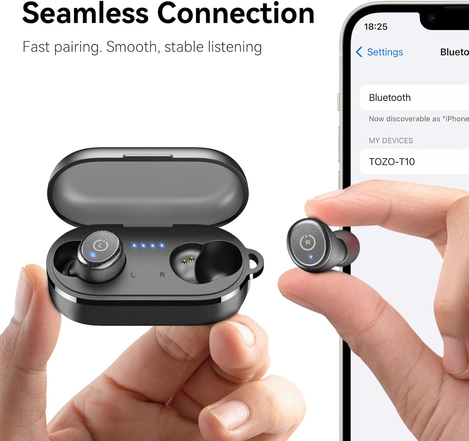 TOZO T10 Wireless Earbuds Bluetooth 5.3 Headphones, App Customize EQ, Ergonomic Design, 55H Playtime, Wireless Charging Case, IPX8 Waterproof Sound in-Ear Headset, New Version - Image 8