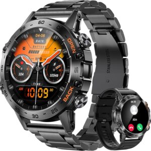Military Smart Watches for Men(Answer/Make Call), Tactical Smartwatch for Android iOS, 400mAh Battery/Sports Tracking/Health/Sleep Monitoring