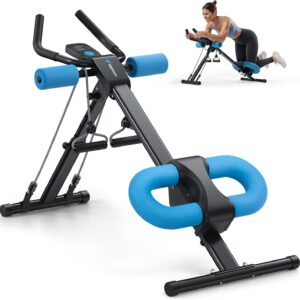 MERACH Ab Machine, Ab Workout Equipment, Adjustable Ab Trainer Machine for Abs Workout at Home Gym, Foldable, Knee Protection, Abdominal Trainer for Stomach Workout