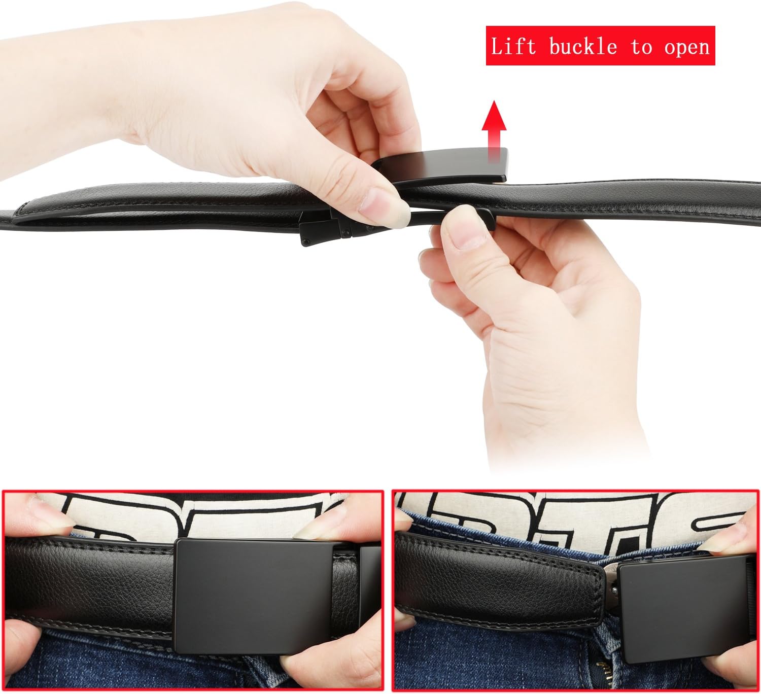HIMI Men's Comfort Genuine Leather Ratchet Dress Belt with Automatic Click Buckle - Image 5