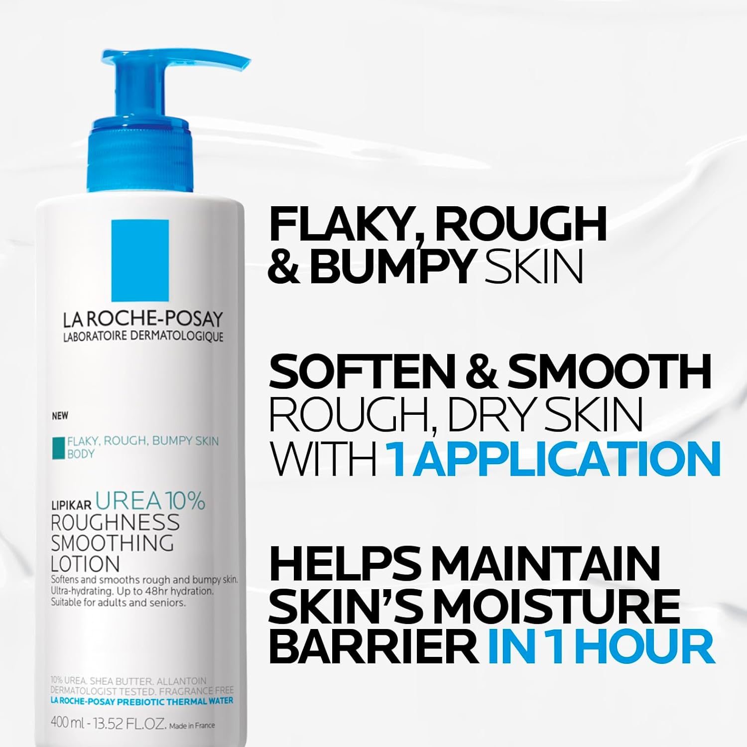 La Roche-Posay Lipikar Urea 10% Roughness Smoothing Lotion, Body Lotion For Dry Skin With 10% Urea + Shea Butter + Allantoin, Rough And Bumpy Skin Lotion, Softens & Smooths Skin With 1 Application - Image 4