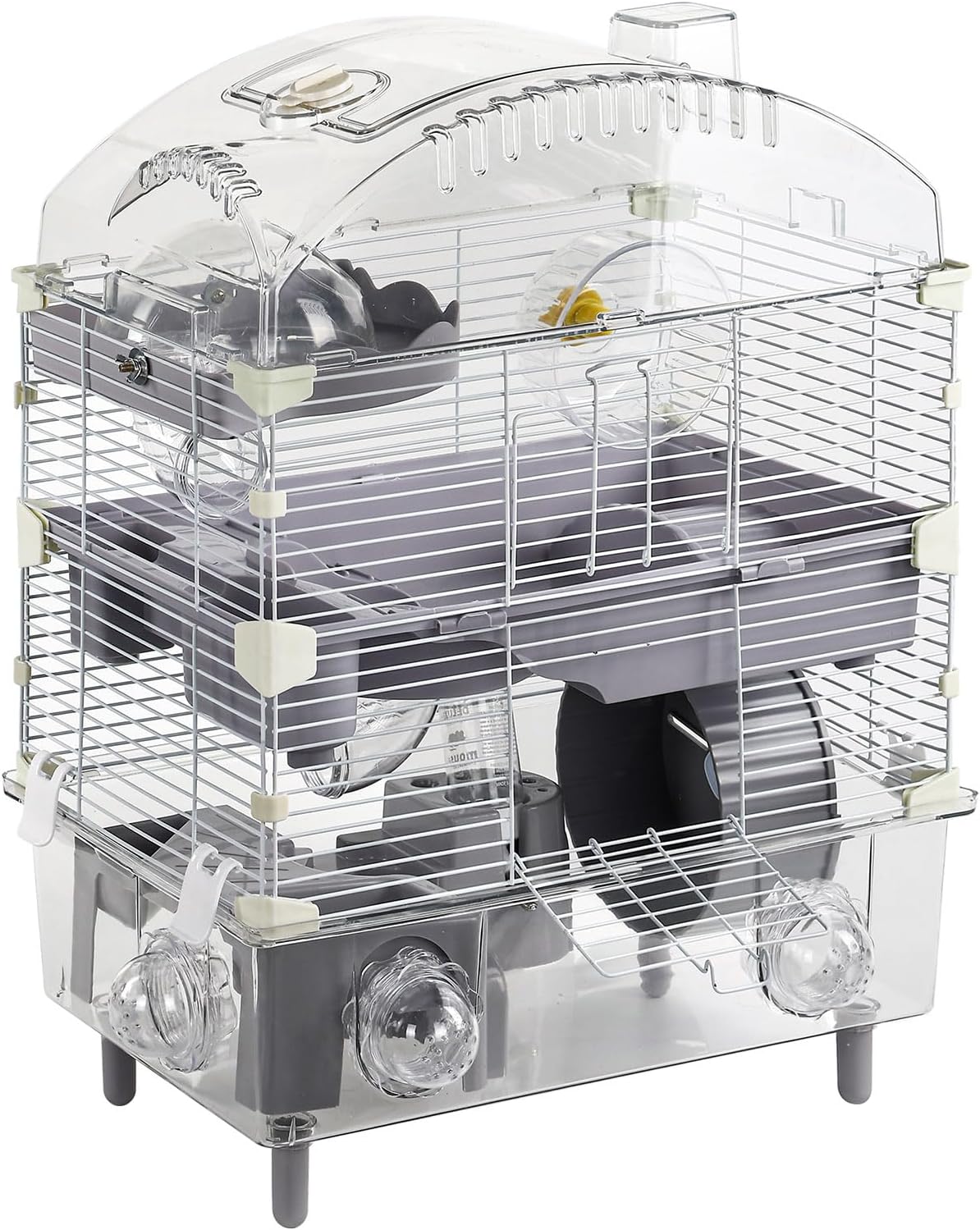 3-Tier Hamster Cage Starter Kit 18″Lx11″Wx23″H for Dwarf Hamsters Only with 2 Platforms, 3 Tube Ports, Bathtub, Food Bowl, Steps, 2 Silent Wheels, 3 Doors, House, Water Bottle