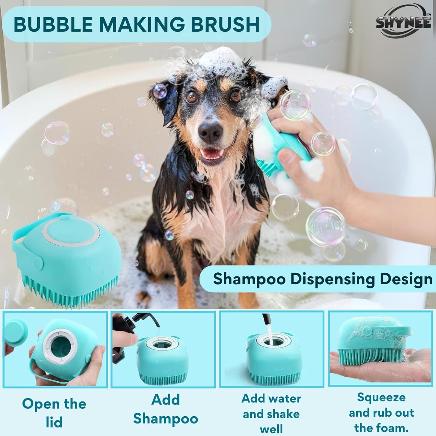 8PCs Dog Grooming Kit - Dog Shampoo Brush | Washing Gloves | Adjustable Dog Bath Brush | Dog Paw Cleaner | 2X Toothbrush | Dog Scrubber For Bath & Massage - Grooming & Bath Supplies for Dogs and Cats - Image 4