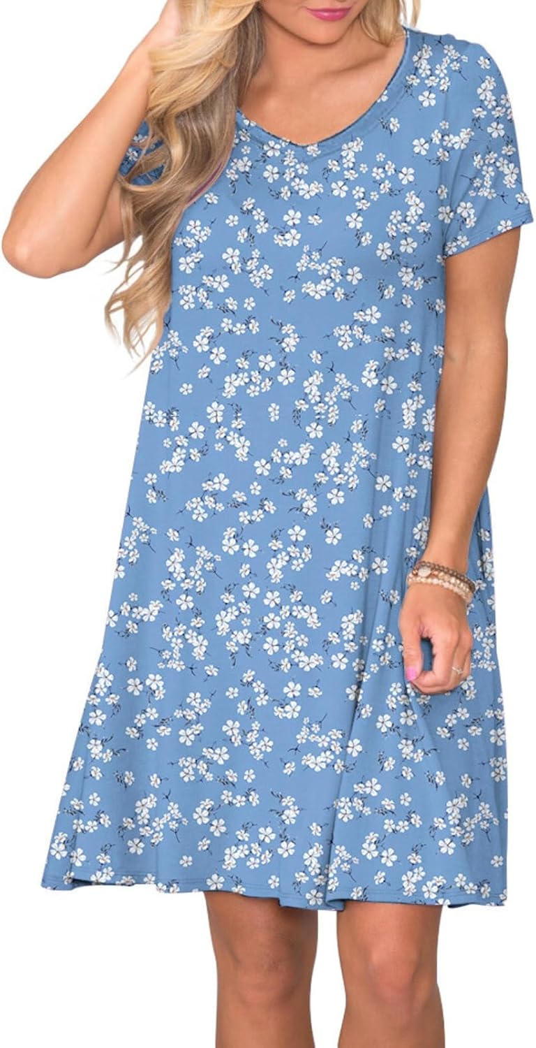 lionstill Women's Casual T Shirt Dress Summer Short Sleeve Swing Dresses with Pockets - Image 2