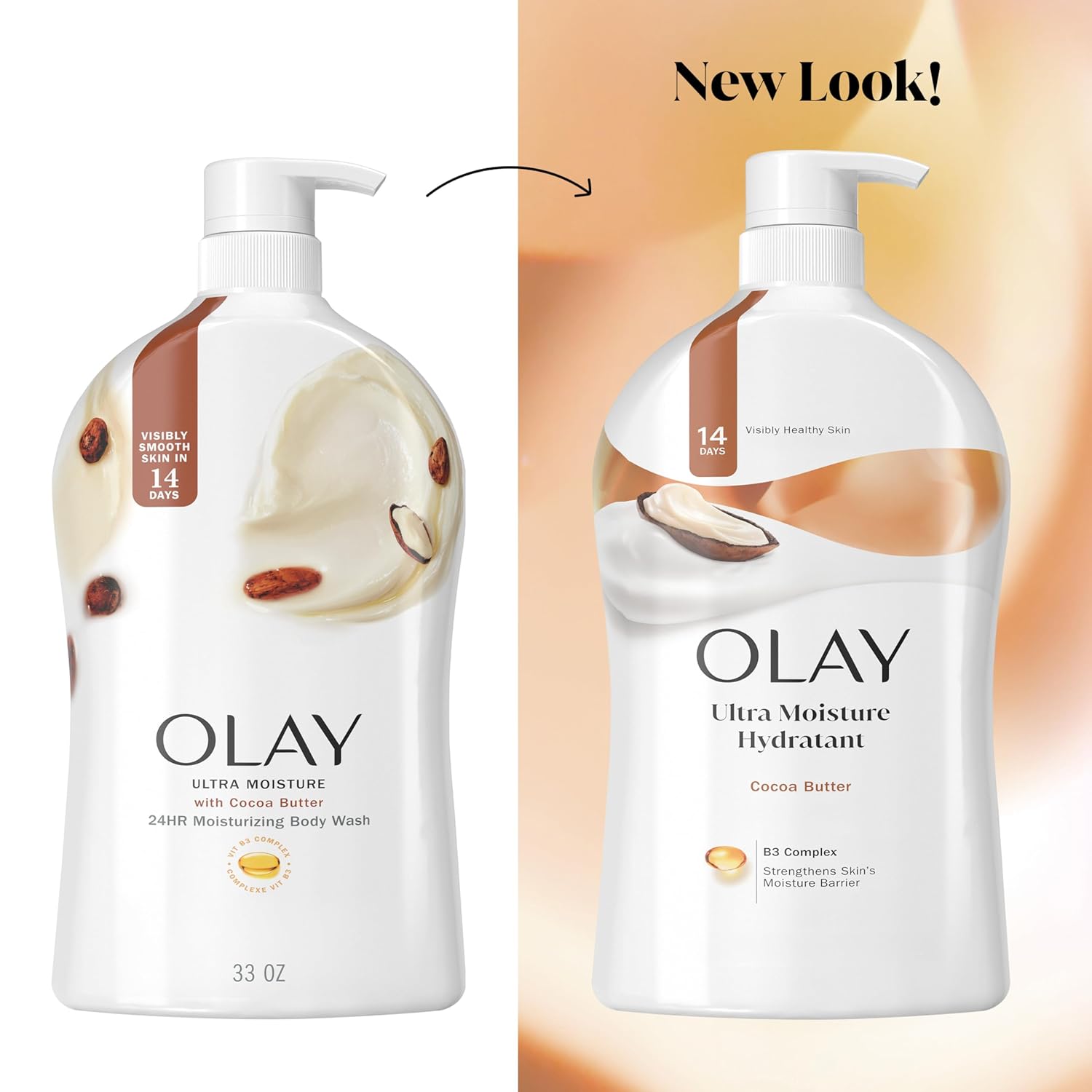 Olay Body Wash for Women, Ultra Moisture, 24/7 Moisture Barrier Repair, Hydrating Formula for Visibly Healthy Soft Skin, Vitamin B3 & Hyaluronic Blend, For All Skin Types, Cocoa Butter Scent, 35 fl oz - Image 5