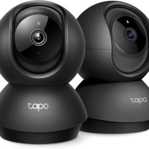 Tapo 2K Indoor Pan/Tilt Wired Security Camera – Works as a Baby Monitor & Pet Camera, Motion Detection, 2-Way Audio, Siren, Night Vision, No-Subscription Local Storage or Optional Cloud, C211 (2-Pack)
