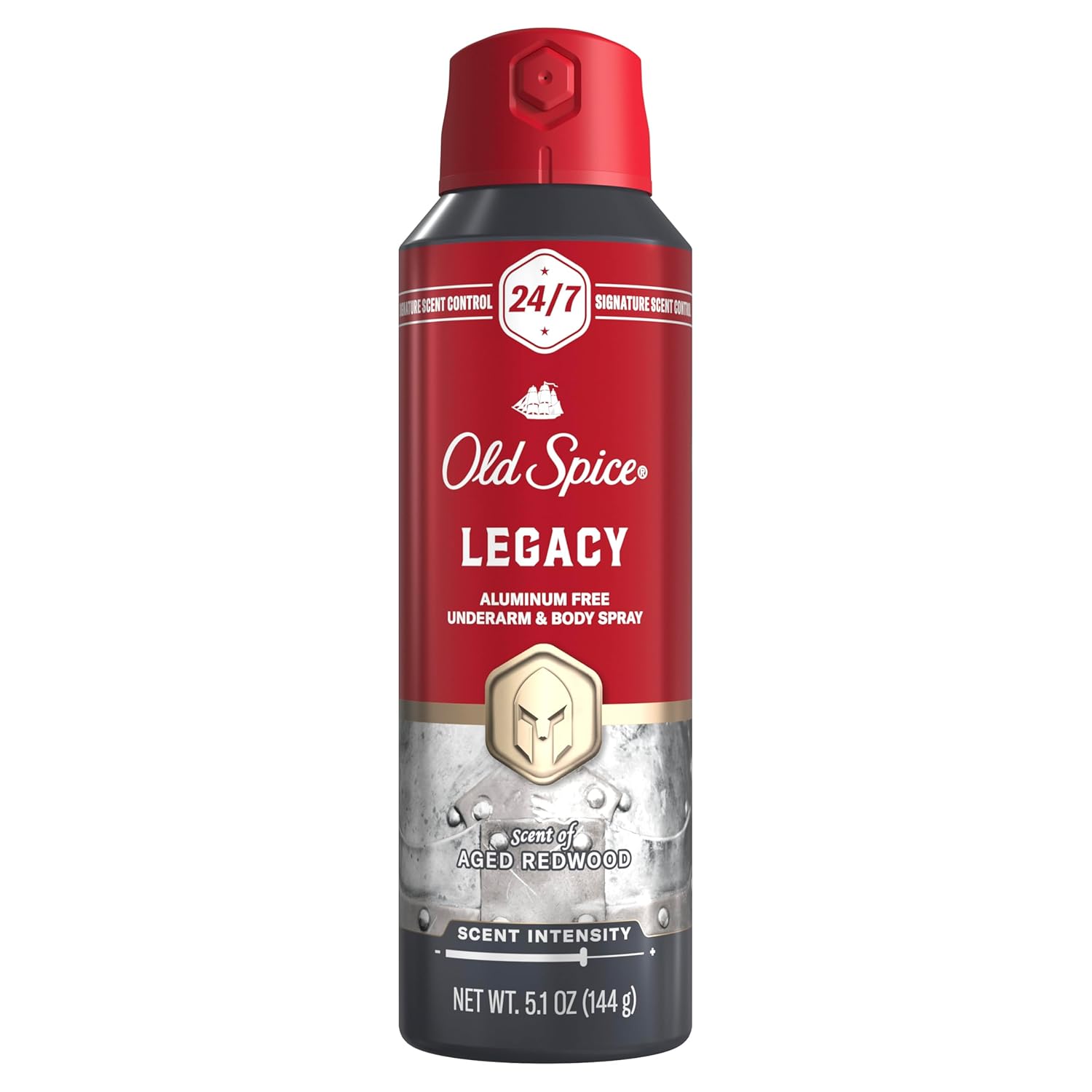 Old Spice Aluminum Free Body Spray for Men, 24/7 Signature Scent & Lasting Freshness, All-Day Odor Protection, Easy Application, Legacy with Coconut, Pine & Cedar Scent, 5.1 oz