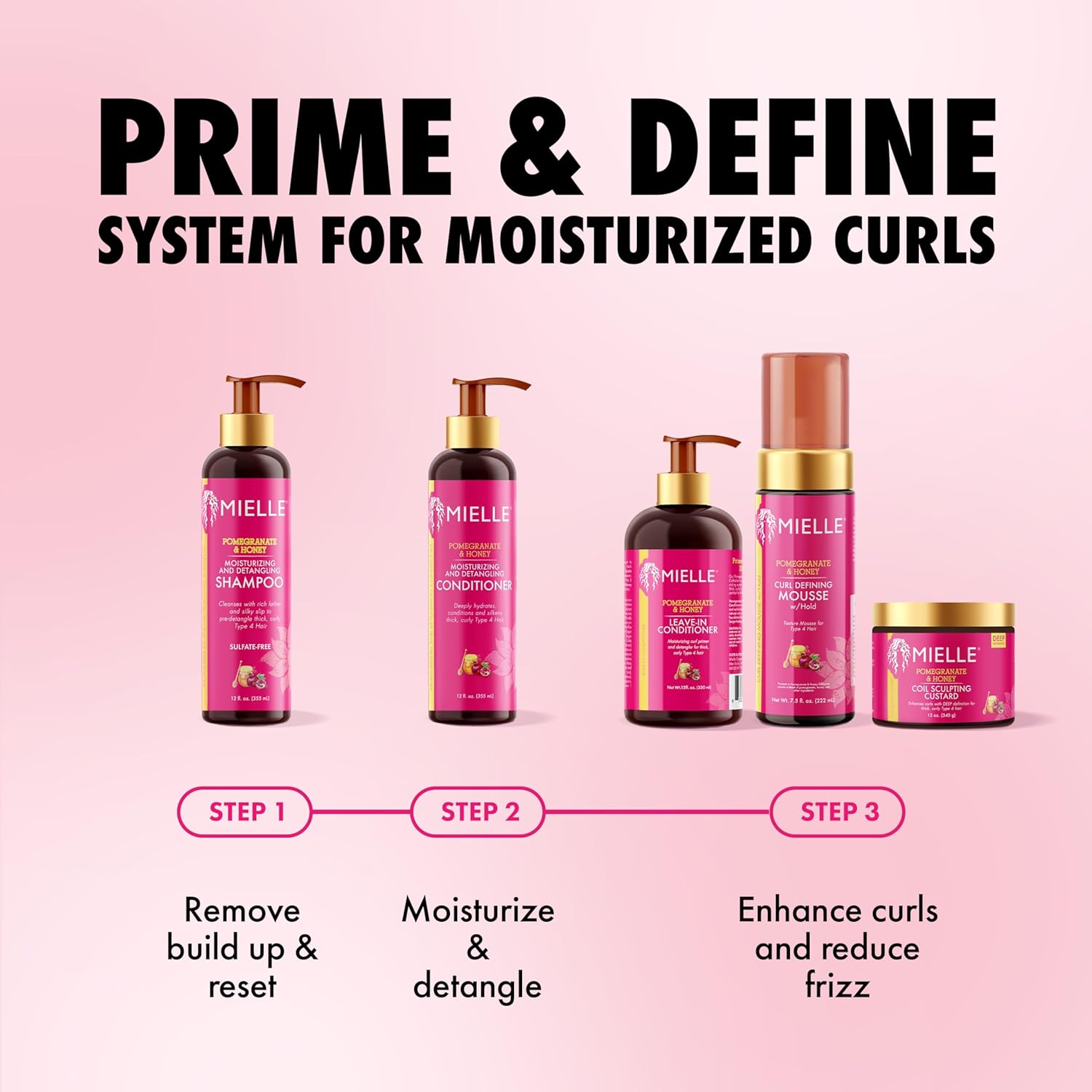 Mielle Organics Pomegranate & Honey Curl Cream - Coil Sculpting Custard for Type 4 Hair - Hydrates, Controls Frizz, Conditions & Adds Shine,12 Fl Oz - Image 2