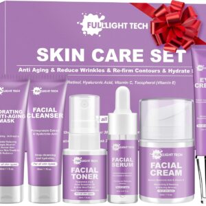 Skin Care Set,6 Pcs Anti-aging Skincare w/Korean Retinol,Hydrate, Moisturize Self Care Facial Skin Care Routine Kit Women Teen Girls Travel Skincare Gift Set,Valentines Birthday Gift for Women Her Mom