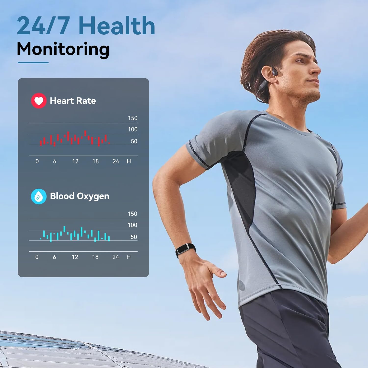 Smart Bracelet for Men Women,Health Activity Fitness Trackers with Continuous Heart Rate Monitor, 24/7 Sleep Tracking, 120+ Sport Modes, 30-Day Battery Life,Includes 2 Replacement Bands(Black) - Image 2