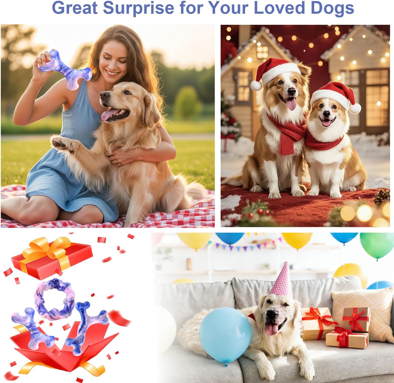 Rensh 3-Pack Tough Dog Chew Toys for Aggressive Chewers, Almost Indestructible Dog Toys for Medium Large Breed, Super Chew Toy to Keep Them Busy & Reduce Boredom, Teeth Cleaning Training, Milk Flavor - Image 8
