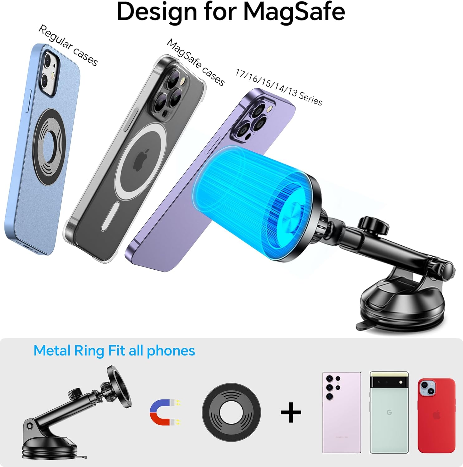 Coolpow for MagSafe Car Mount【Windshield+Vent+Dash】 Magnetic Phone Holder for Car Phone Holder Mount Cell Phone Holders for Your Car Accessories for Women Men Camera Tripods Mount for iPhone 17 16 15 - Image 9