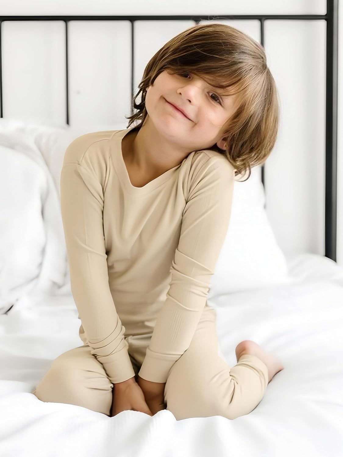 BABY 2T-10Y Toddler Kids Girls Boys Soft Comfy Viscose 2pcs Set Long Sleeve Plain Shirts and Pants Sets - Image 2