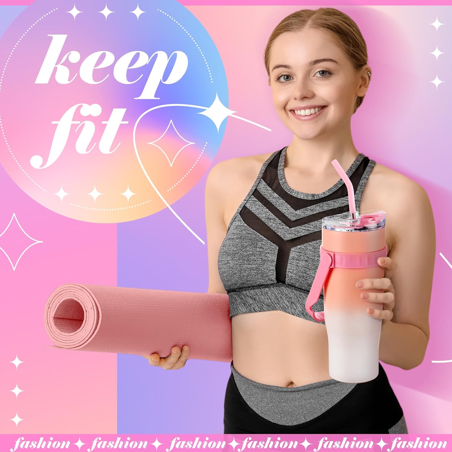 Poen 7 Pcs Pilates Essentials Kit for Women Home Workout Pilates Equipment Ring and Ball Set with 11.81 Inch Circle 9.84 Inch Yoga Ball Resistance Bands Cup Bag Socks for Beginners - Image 6