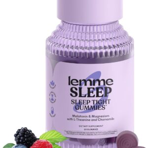 Lemme Sleep Gummies with 5mg Melatonin, Elderberry, Magnesium, L-Theanine, Chamomile and Lavender, Drug-Free Nighttime Sleep Aid, Gluten Free, Gelatin Free, Non GMO, Berry Flavored (60 Count)