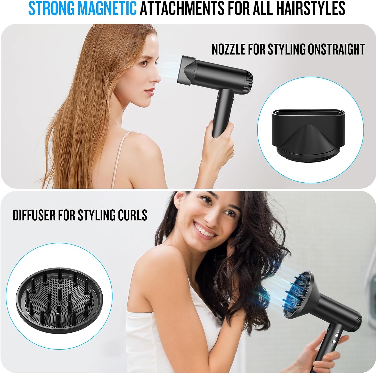 2026 Hair Dryer, 200,000 RPM Professional High Speed Blow Dryer with Diffuser for Women, 1200M Negative Ionic Hair Dryer with Brushless Motor, Low Noise Hair Blow Dryer for Home Travel Salon, Black - Image 6