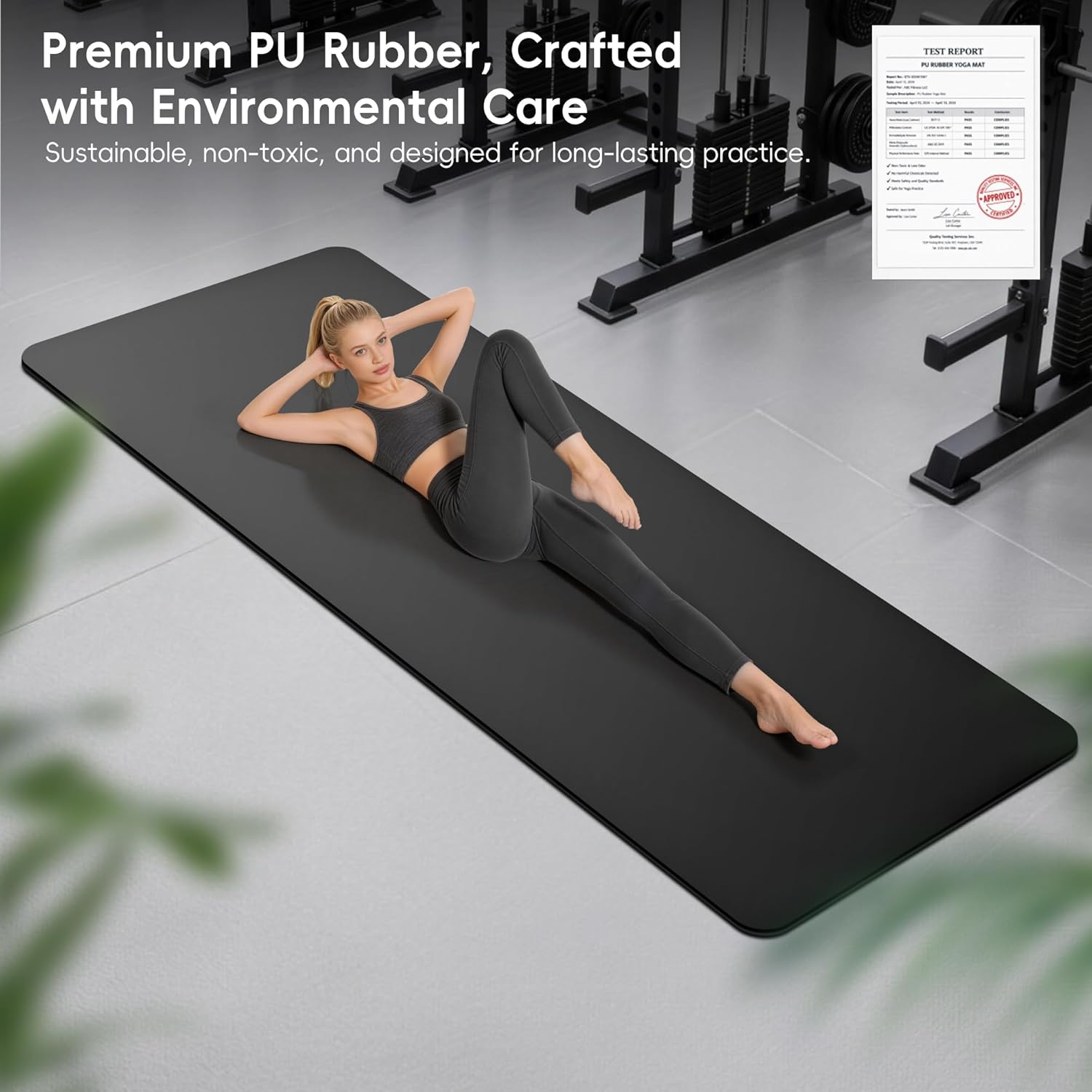 Professional PU & Natural Rubber Yoga Mat – Non Slip 5mm Thick Workout Mats for Women & Men, 72"x27" Wide Exercise Pad for Hot Yoga, Pilates, HIIT & Home Gym – Strap Included - Image 7