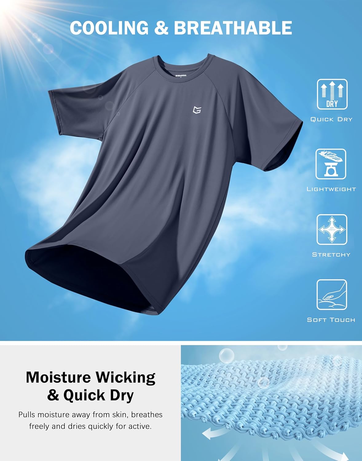 G Gradual Men's Athletic Workout T-Shirts Moisture Wicking Cooling Running Shirts Short Sleeve Performance Tee for Gym Tennis - Image 5