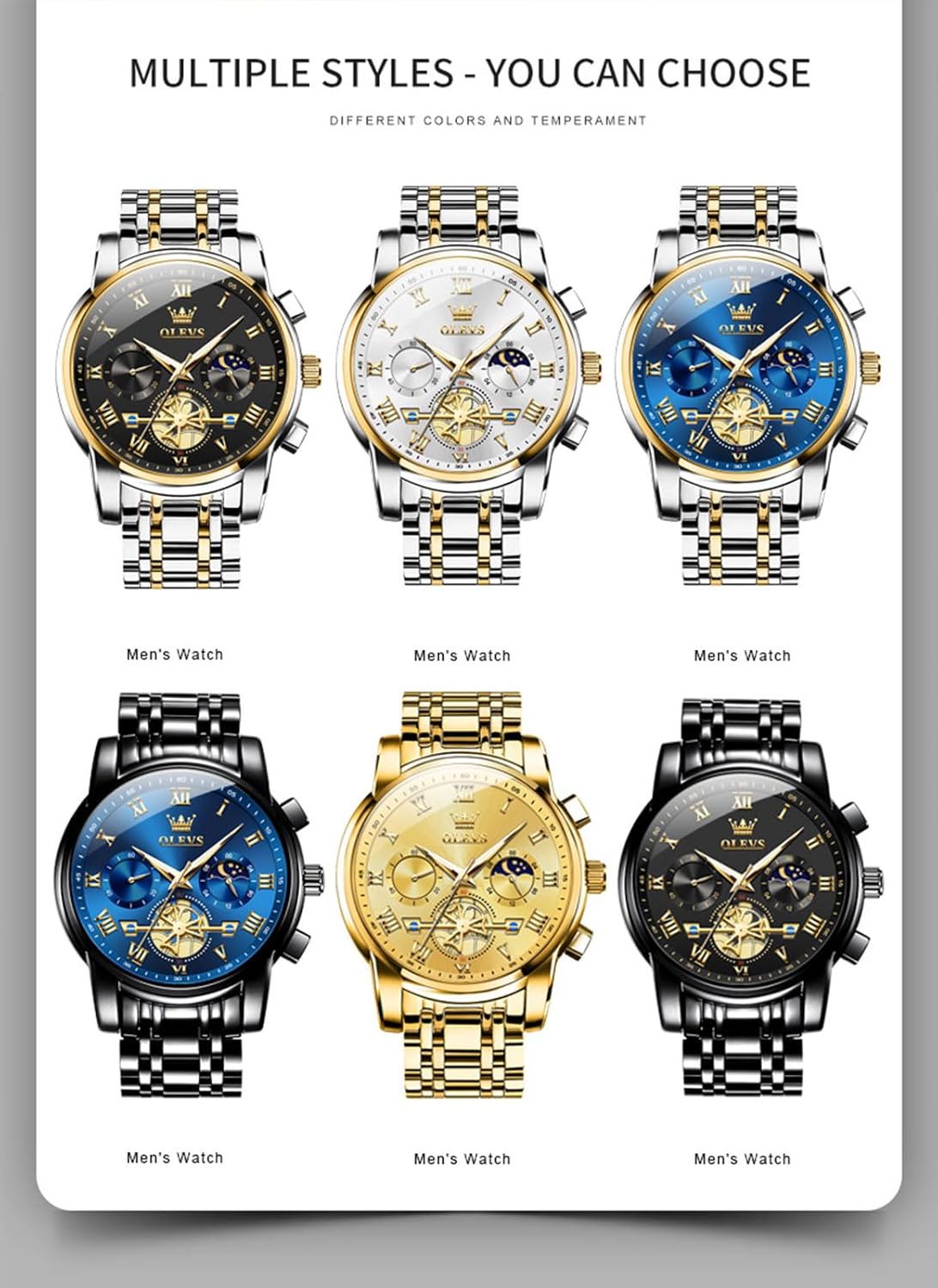 OLEVS Watches Men Waterproof Luxury Big Face Mens Watch Stainless Steel Quartz Analog Dress Watches for Men Luminous Multifunction Man Watch Relojes De Hombre - Image 9