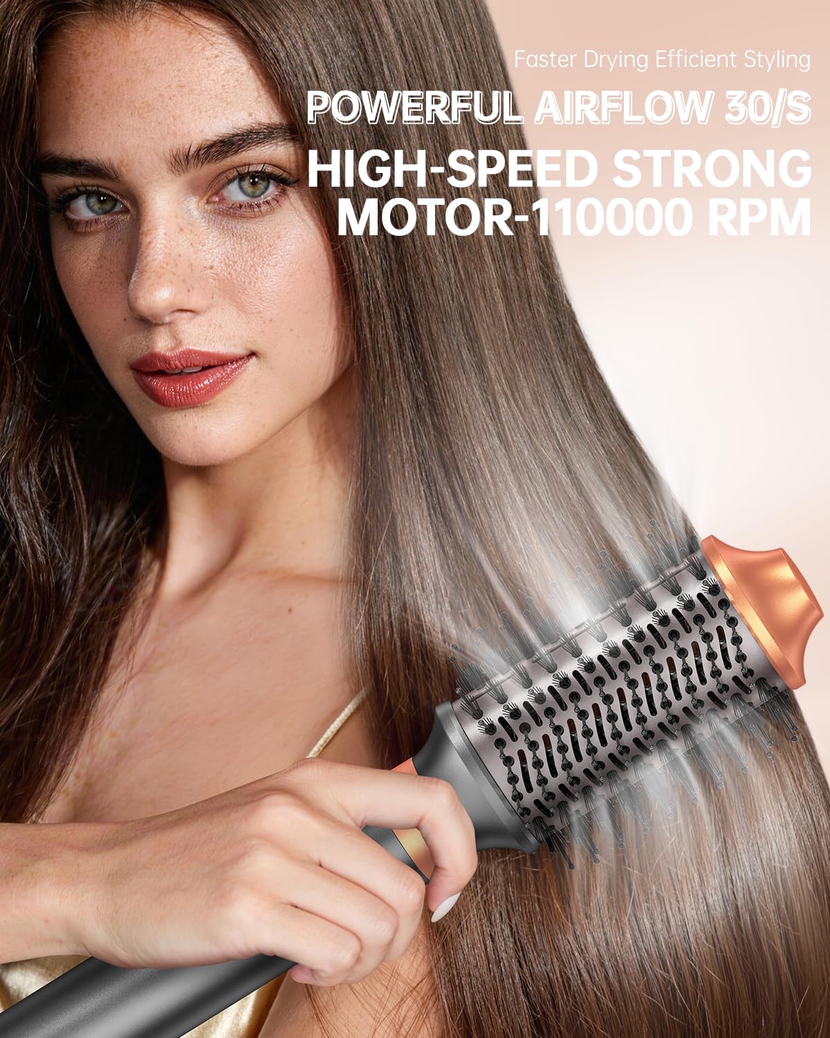 Hair Dryer Brush Air Styler: Dual Voltage 7 in 1 Ionic Multi Styling Tools with Hot Air Straightener, Auto Wrap Curlers, Frizz-Free Volumizer, Fast Blow Drying Curling Straightening and Smoothing - Image 3