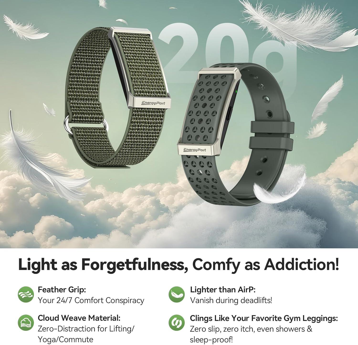 EnergyPort Fitness Tracker,Wearable Health Smart Bracelet Band with Blood Oxygen 170+ Sport Mode 60-Day Battery,Lifetime Membership,Activity Tracking Heart Rate Sleep Monitor for Android iOS,2 Bands - Image 3