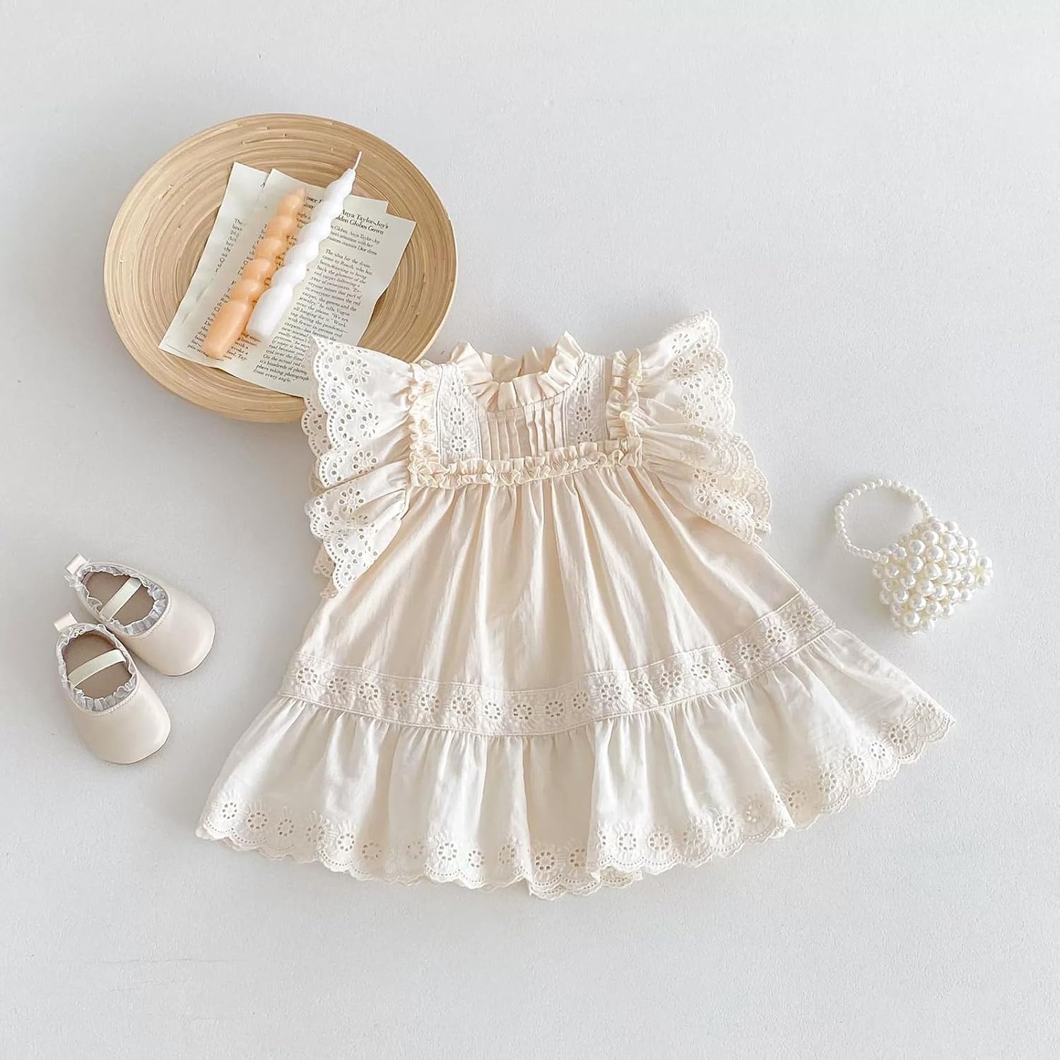 Summer Toddler Girls’ Cotton - Spandex Frilled Princess Dress with Lace Trim and Flutter Sleeves - Image 4