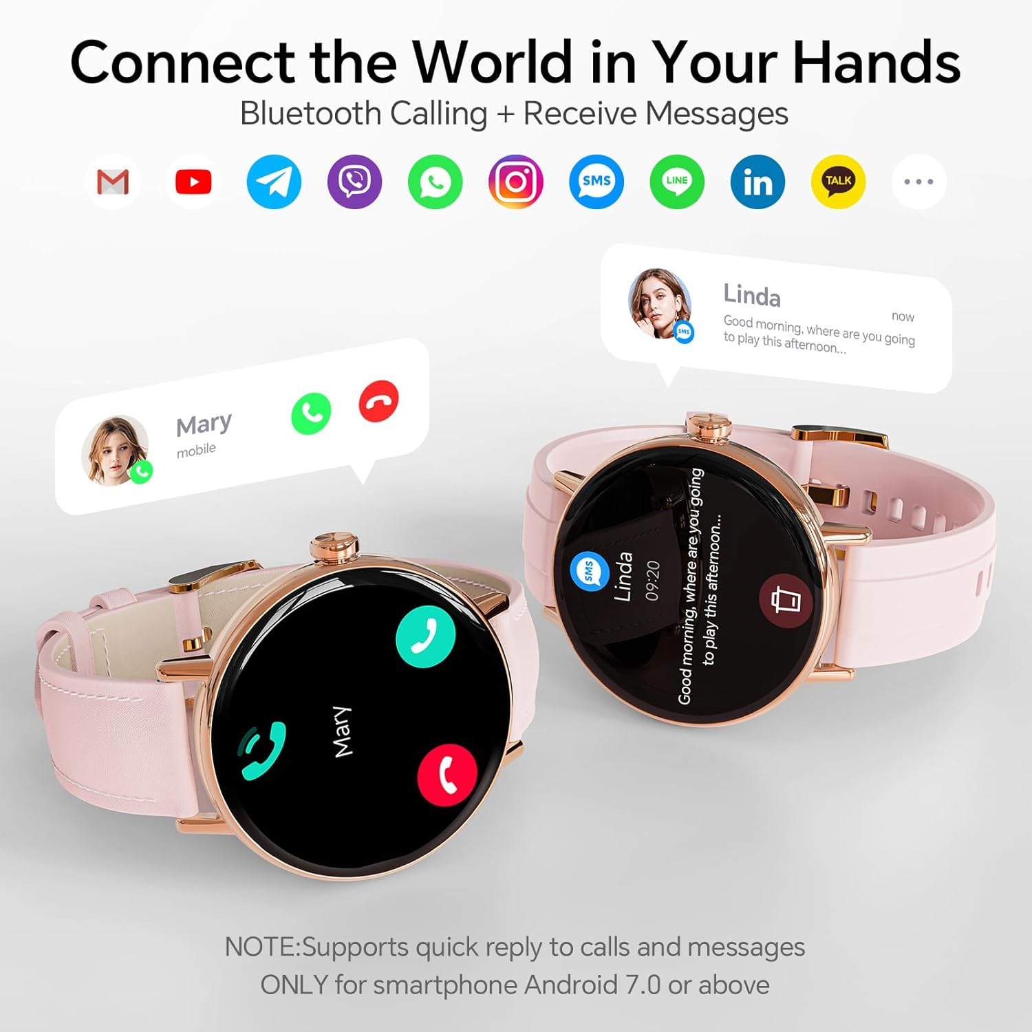 Smart Watch for Women,1.57" Touch Screen Smartwatch for iPhone& Samsung& Android,Answer/Make Call,Fitness Tracker with Heart Rate/SpO2/Sleep Monitor,IP68 Waterproof,110+ Sports Mode,2 Bands - Image 3
