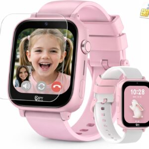 Kipywatch Smart Watch for Kids – Kids Watch with GPS Tracker, Safe Zones Alert – Camera, Voice & Video Call, School Mode – Parental App, Subscription Required – Extra White Strap – Gifts for Girl 3-12