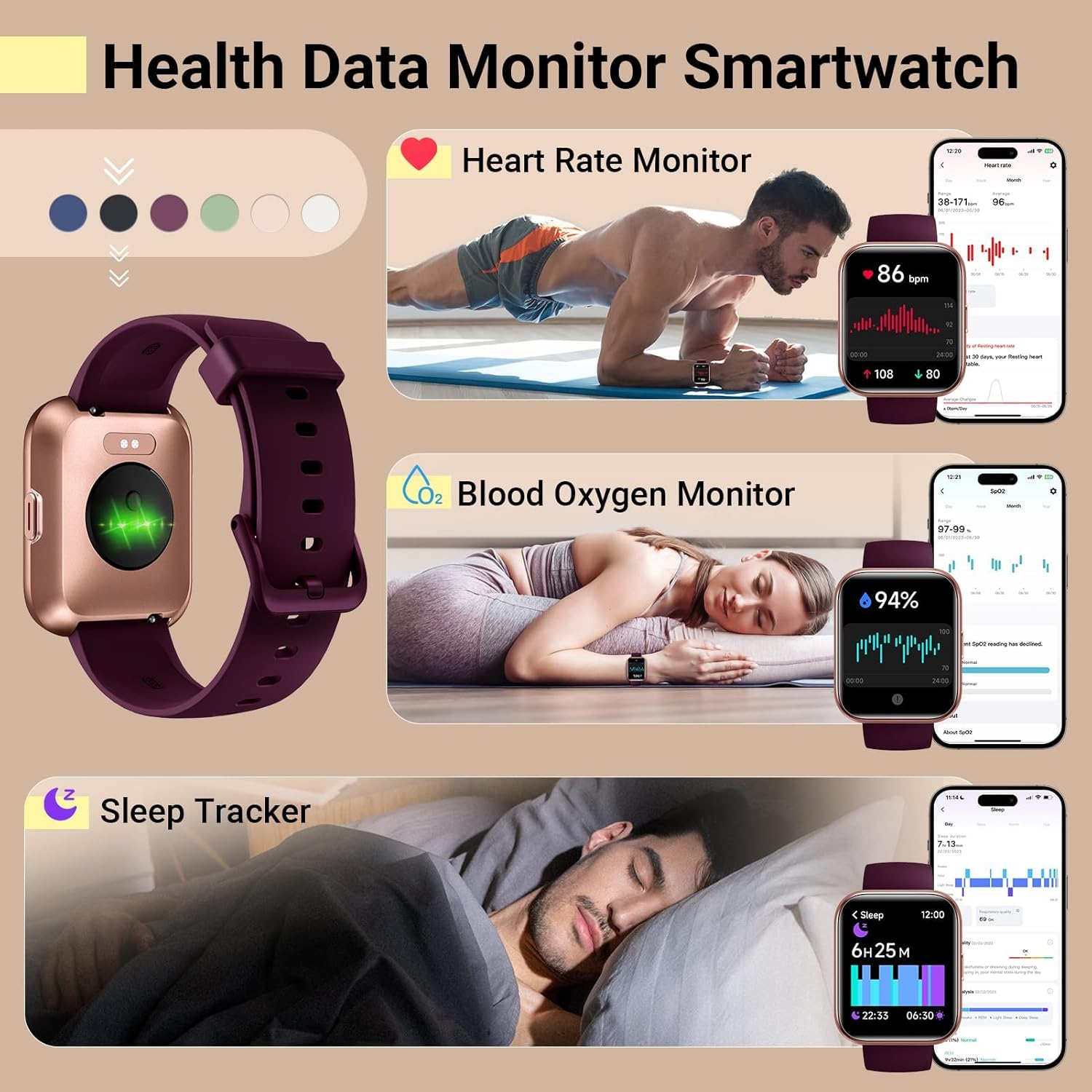 Smartwatch for Women, Compatible with Android & iPhone, 1.8'' Fitness Tracker Watch with Alexa, Call & Notification Alerts, Heart Rate & Sleep Monitor, 120 Sports Modes, Waterproof Watch for Women - Image 4