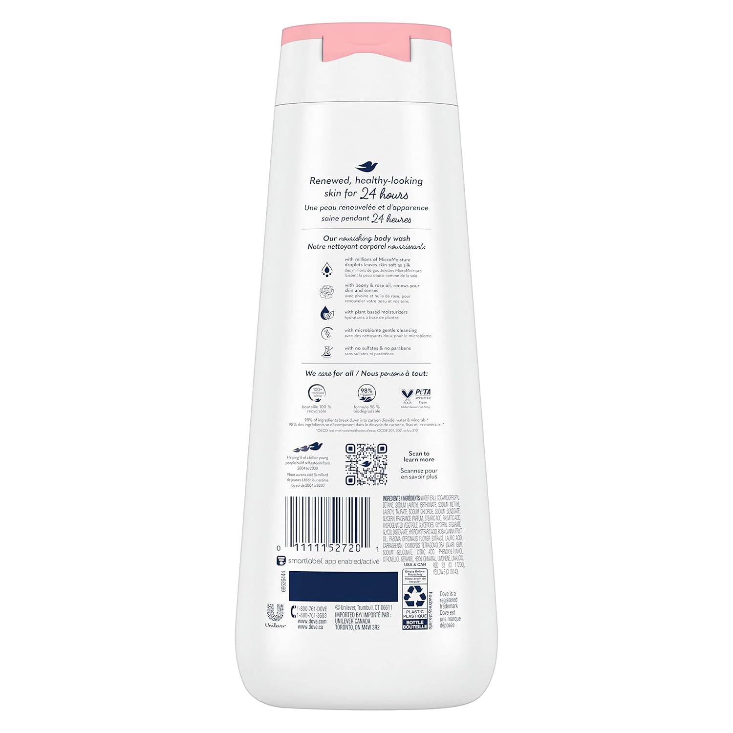 Dove Body Wash 4 Count Renewing Peony and Rose Oil for Renewed, Healthy-Looking Skin Gentle Skin Cleanser with 24hr Renewing MicroMoisture 20 oz - Image 2