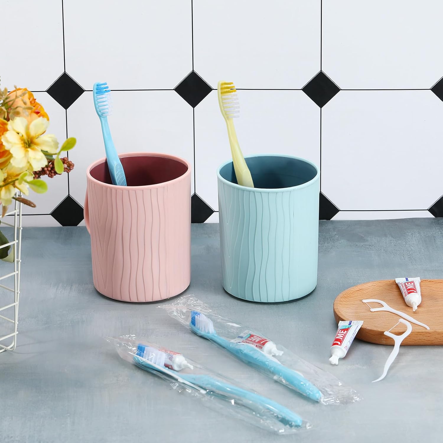 FoldTier 300 Sets Disposable Toothbrushes with Toothpaste and Floss Bulk Individually Wrapped 10g Toothpaste Homeless Hygiene Kit Bulk Homeless Care Package Supply for Travel Shelter (Blue,Pink) - Image 3