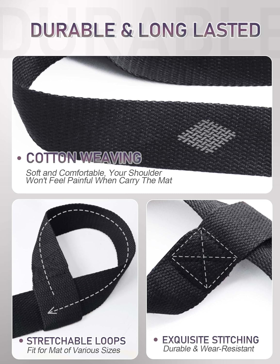 MRZZATA Yoga Mat Carrier Strap - Adjustable Thick and Wide Strap for Carrying Mat or Stretching, Black - Image 5