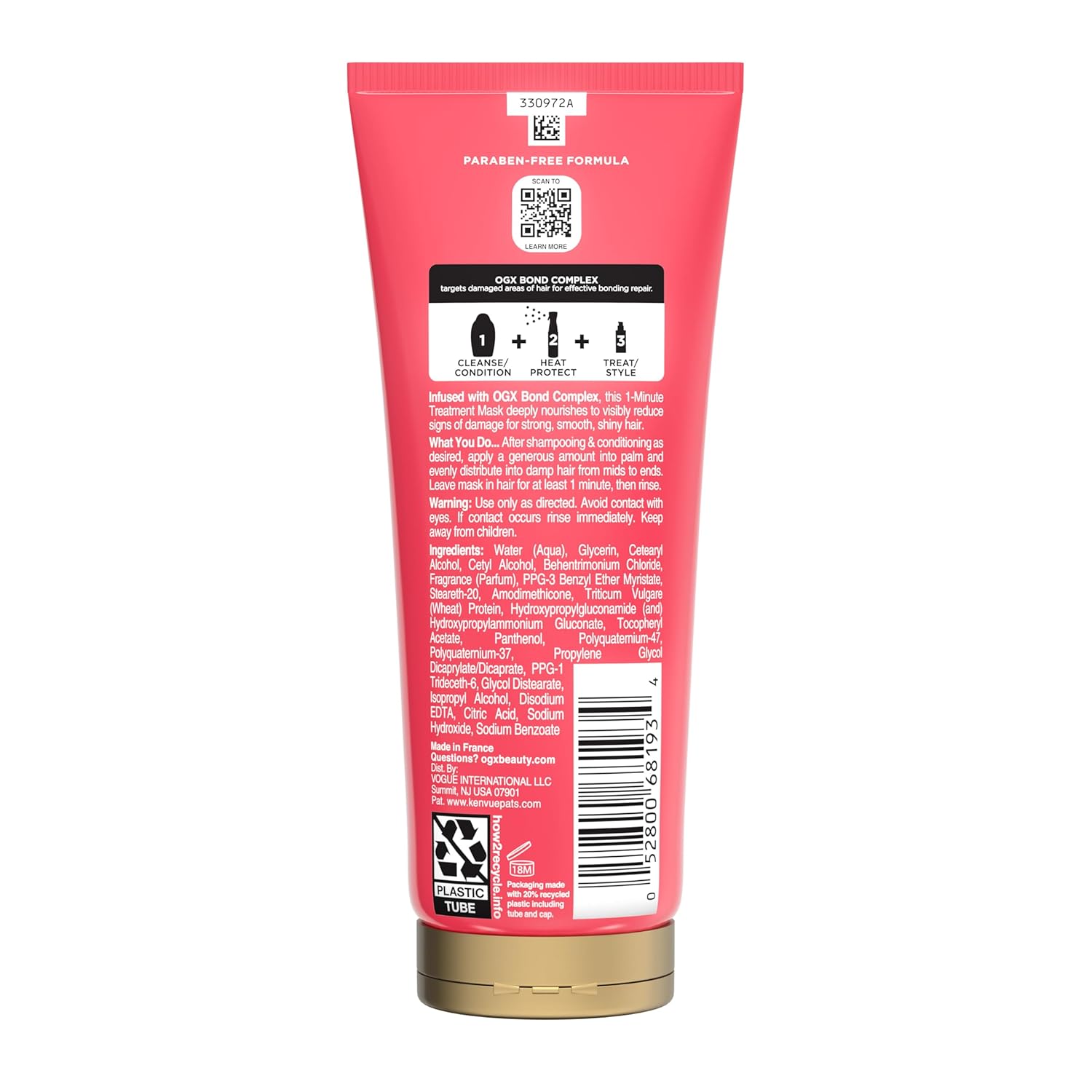 OGX Repair & Protect Bond Protein Repair 1-Minute Treatment Mask, Deep Conditioning Hair Mask Rapidly Repairs for Shiny, Smooth Hair That Lasts Between Washes, 6.7 fl. oz - Image 8