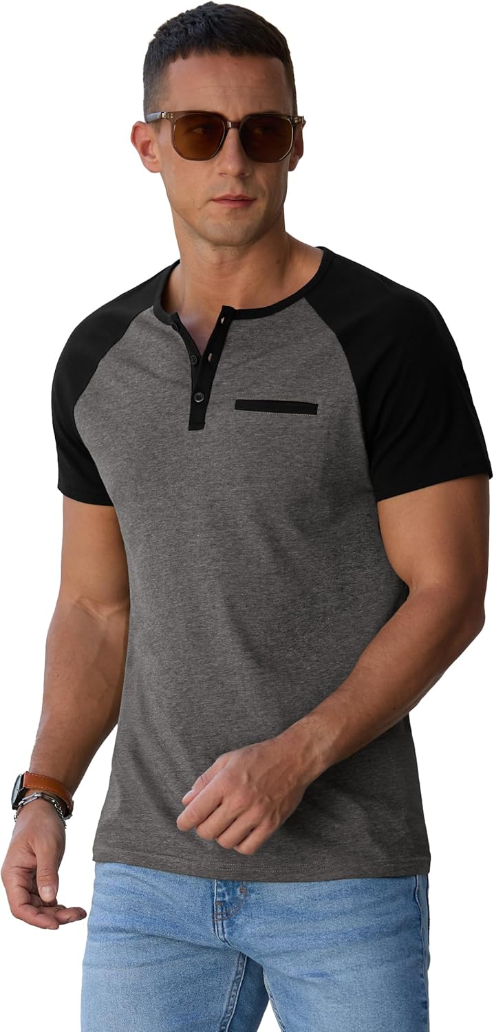 Sailwind Men's Cotton Henley Short Sleeve Casual T-Shirts with Pocket - Image 5