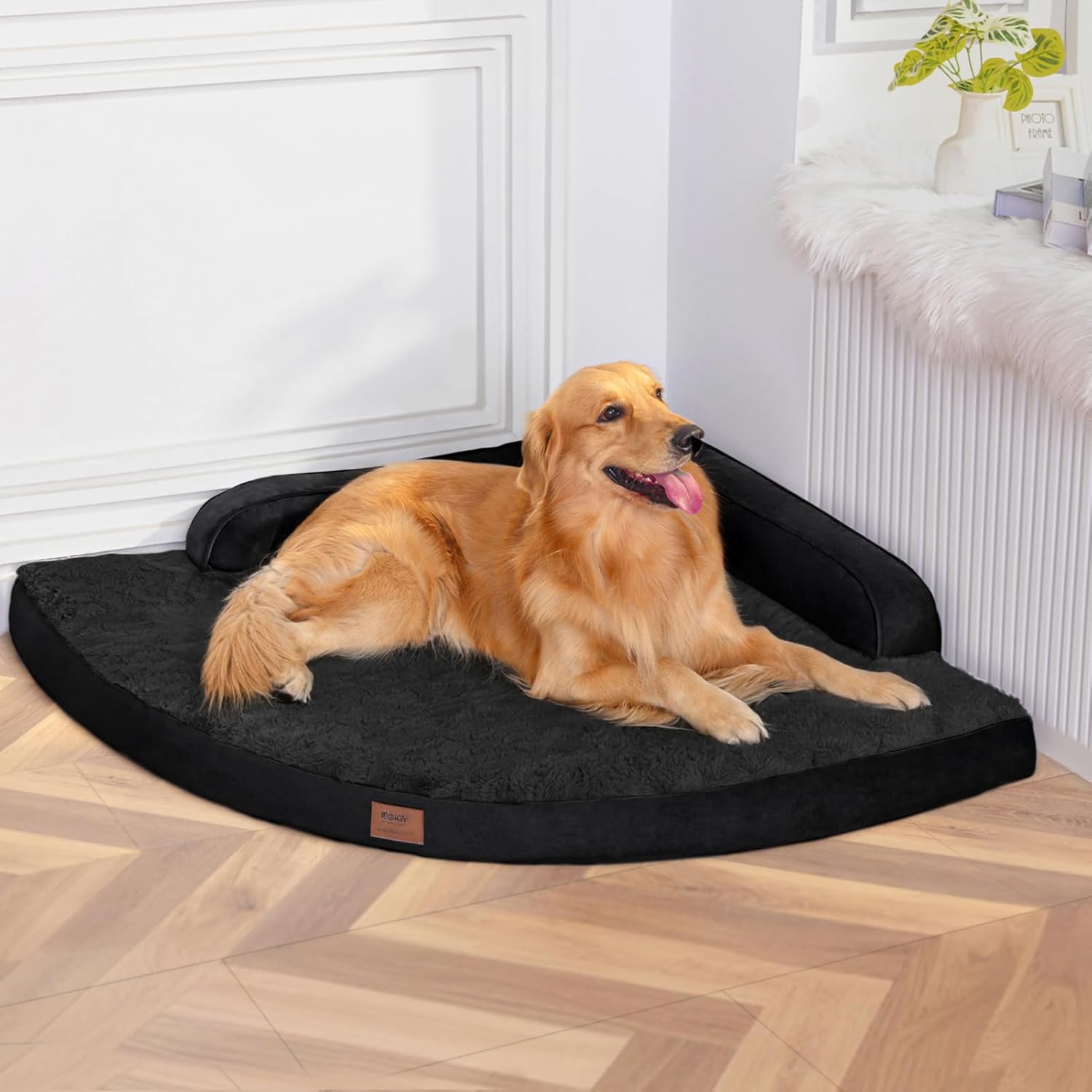 MEKIY Large Dog Bed - XL Orthopedic Egg-Crate Memory Foam Dog Beds with Removable Washable Cover, Waterproof Pet Beds with Non-Slip Bottom, Black