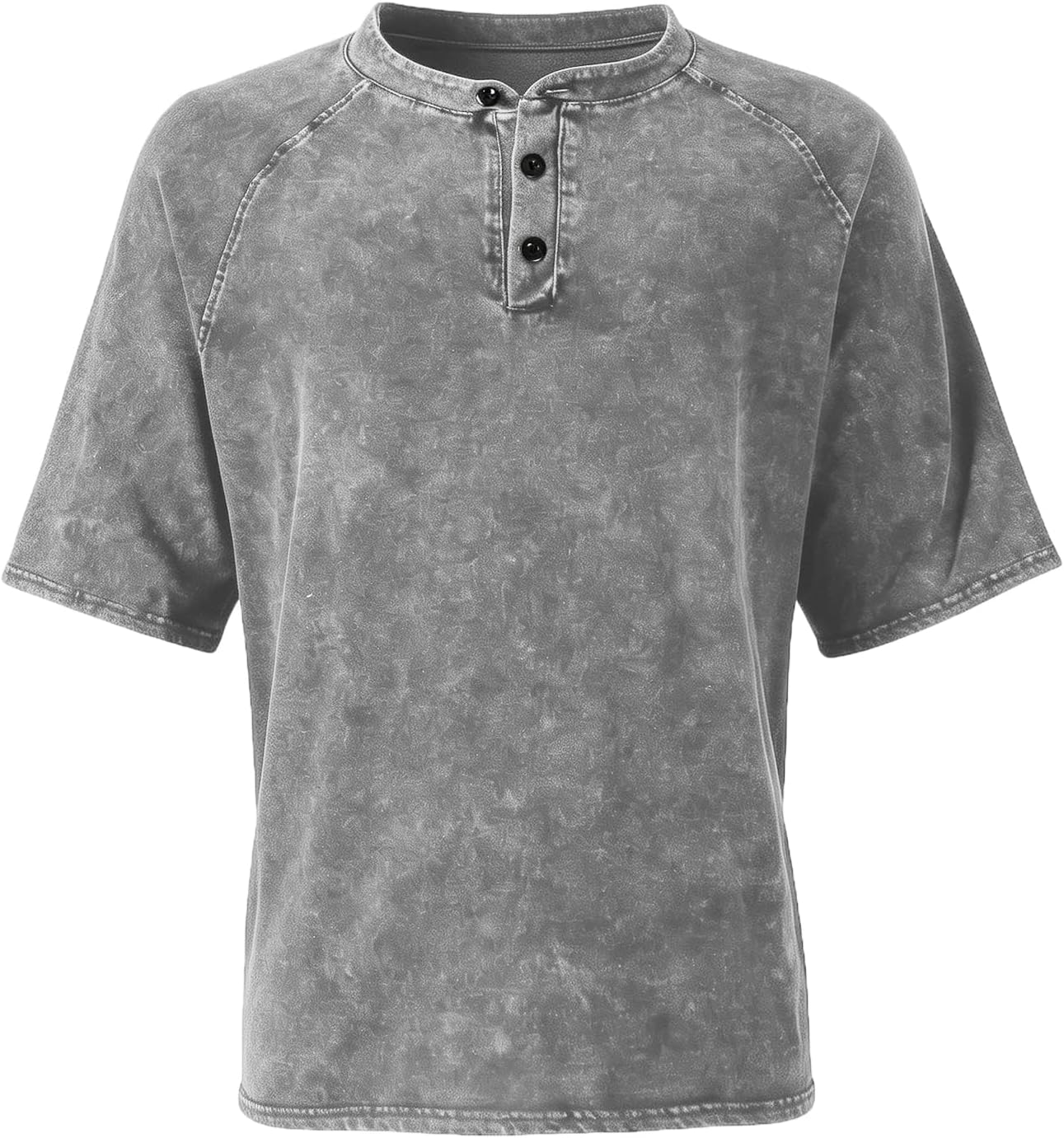 Distressed Henley Shirts for Men Short Sleeve Washed T Shirts Vintage Relaxed Fit Retro Wash Tshirt - Image 6