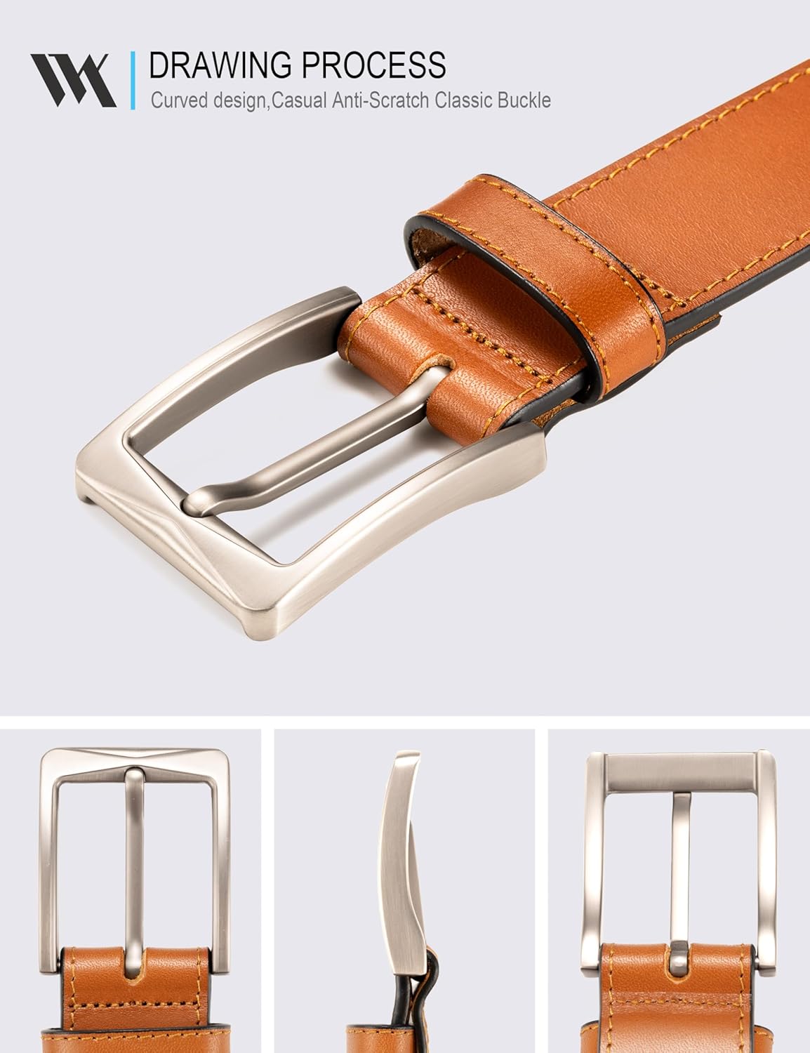 WOLFANT Men's 35mm Dress Casual Belt,100% Italian Full Grain Real Solid Leather - Image 2