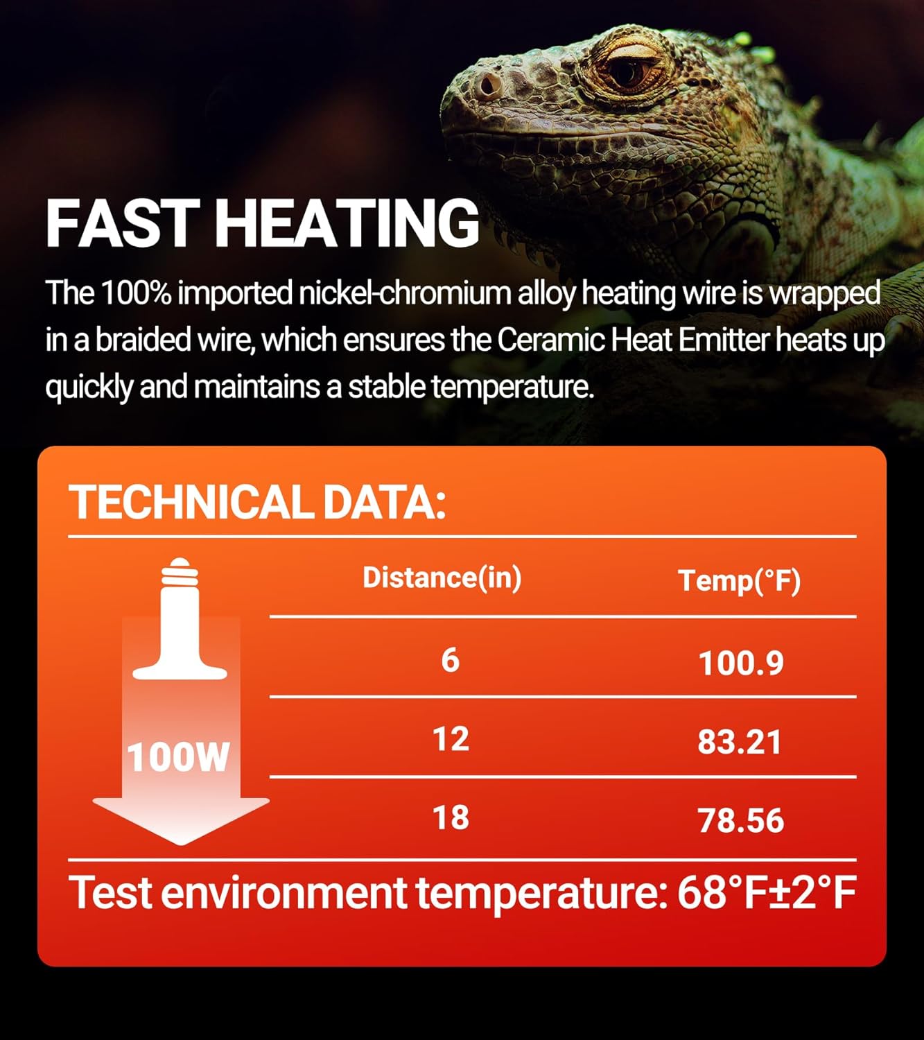 REPTI ZOO 100W Reptile Heat Lamp 2Pack Ceramic Heat Emitter Night Heat Lamp Bulbs Reptile Terrarium Heat lamp Tank Heat Bulb for Turtle Bearded Dragon Gecko Lizard Snake Chicken E26 - Image 3