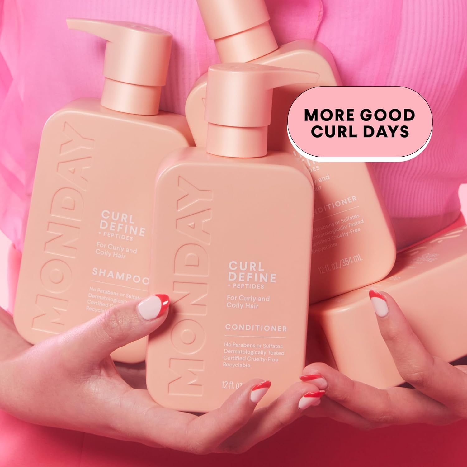 MONDAY HAIRCARE Curl Define Shampoo + Conditioner Set (2 Count) 12 oz Each Nourishes Curls, Tames Frizz, Coconut Oil and Shea Butter Enhance Shine, 100% Recyclable Bottle - Image 6