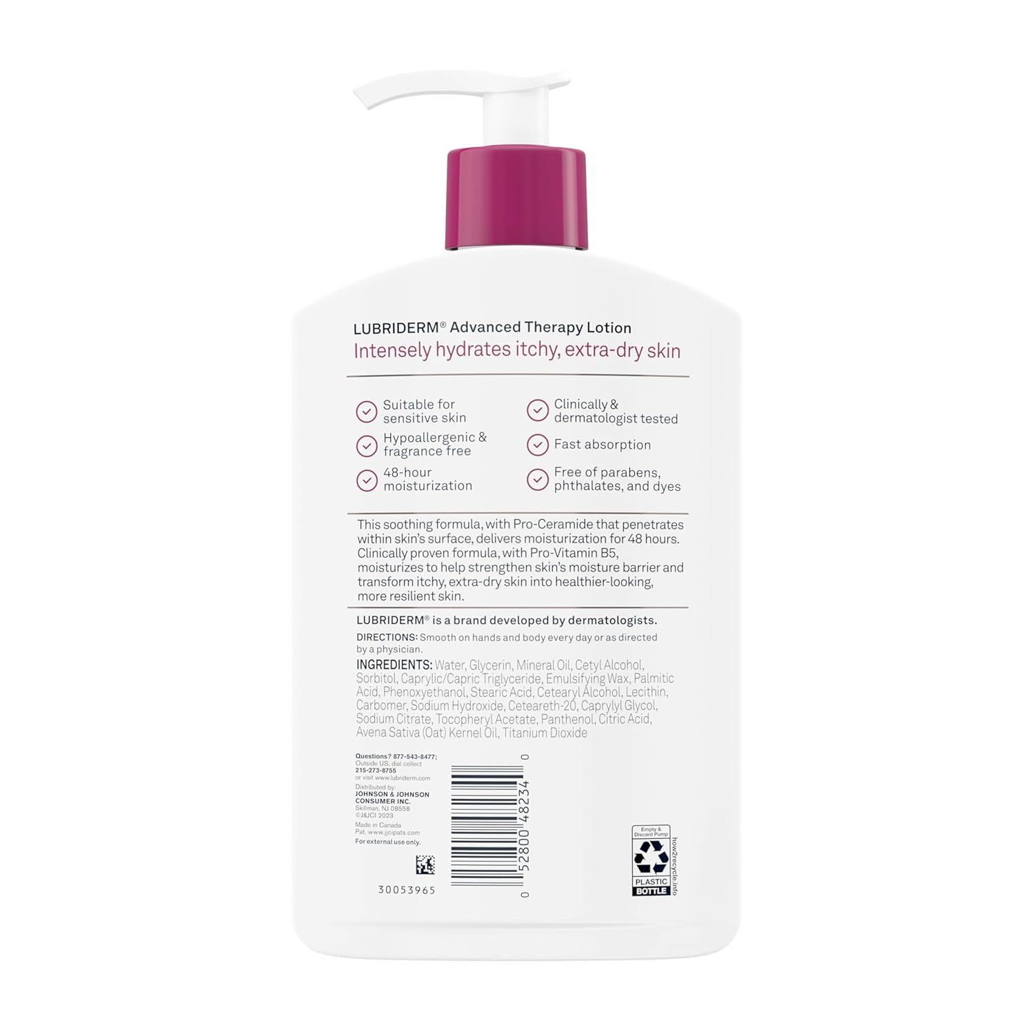 Lubriderm Advanced Therapy Fragrance Free Moisturizing Hand & Body Lotion + Pro-Ceramide, Intense Hydration for Itchy, Extra Dry, & Sensitive Skin, Non-Greasy, Hypoallergenic, 16 fl. oz - Image 9
