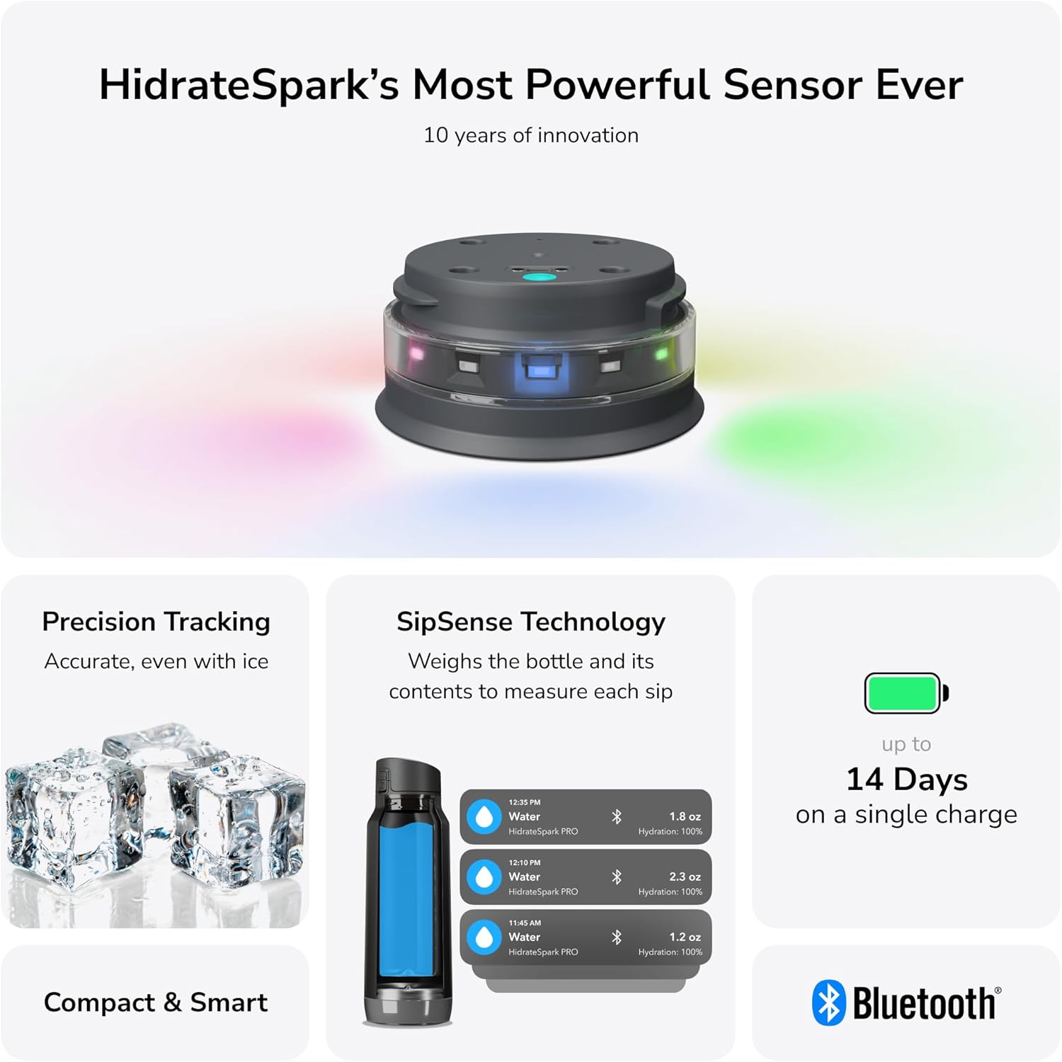Hidrate Spark PRO Smart Water Bottle - Tracks Water Intake & Glows to Remind You to Stay Hydrated, Chug & Straw lid, 32oz, Brushed - Image 4