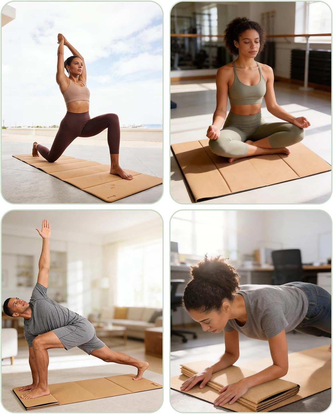 Rocalt Foldable Cork Yoga Mat, Non-Slip Lightweight Exercise Mat for Travel, Packable Workout Mat with Carrying Strap for Yoga Pilates Home Gym Floor Fitness - Image 6