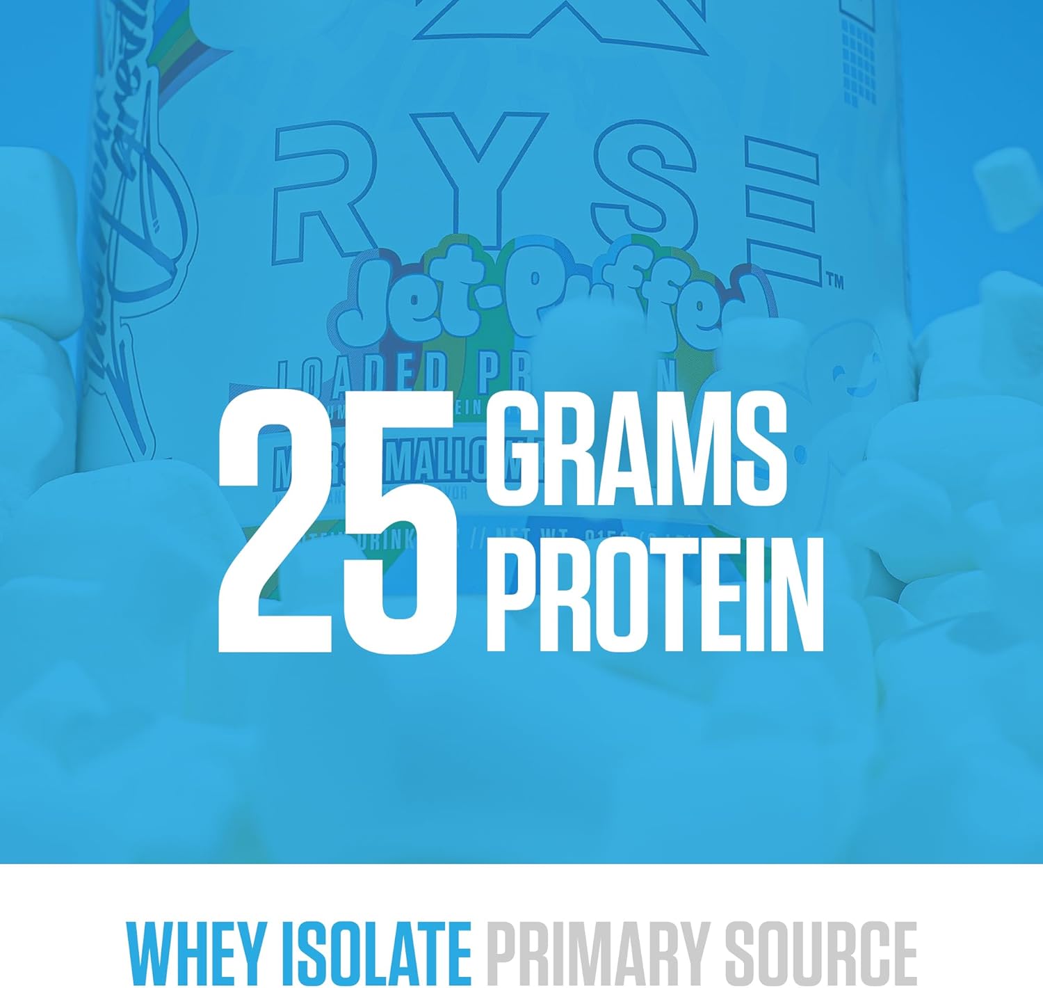 RYSE Loaded Protein Powder - Jet-Puffed Marshmallow - 25g Whey Protein Isolate & Concentrate with Prebiotic Fiber & MCTs - Low Carb, Low Sugar, Digestive-Friendly - 27 Servings / 2 lb Tub - Image 3