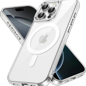 JETech Magnetic Case for iPhone 16 Pro 6.3-Inch Compatible with MagSafe, Shockproof Phone Bumper Cover, Anti-Scratch Clear Back (Clear)